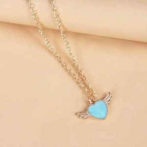 Blue heart pendant necklace